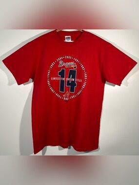 VTG Y2K 2005 Atlanta Braves 14 Consecutive Division Titles Men’s T Shirt L Red